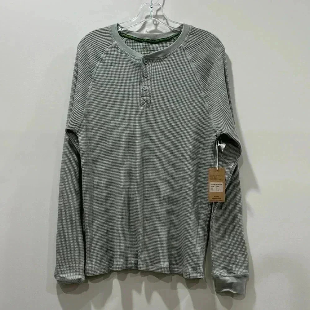 Sovereign State Men's Long Sleeve Waffle Henley Shirt - Size S